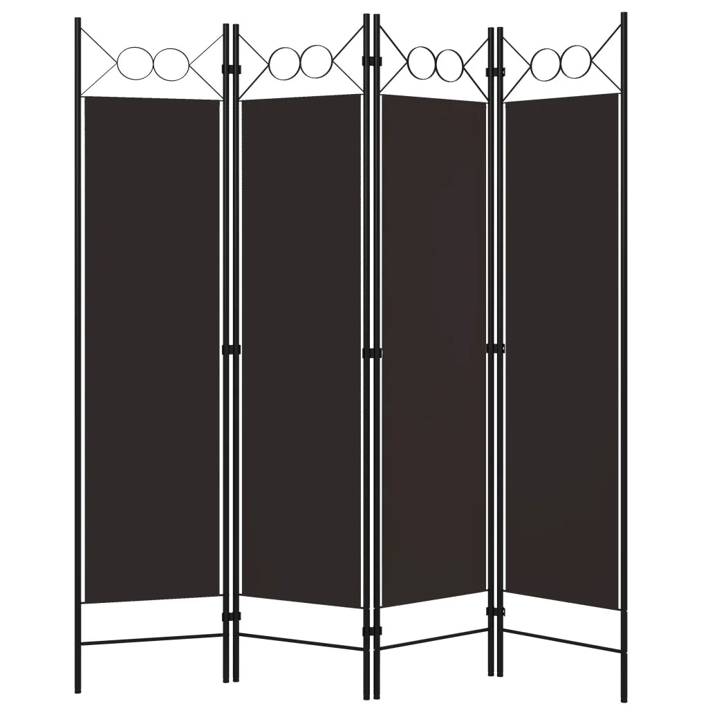 Divisorio Ambienti | Divider per stanze | Paravento a 4 Pannelli Marrone 160x180 cm