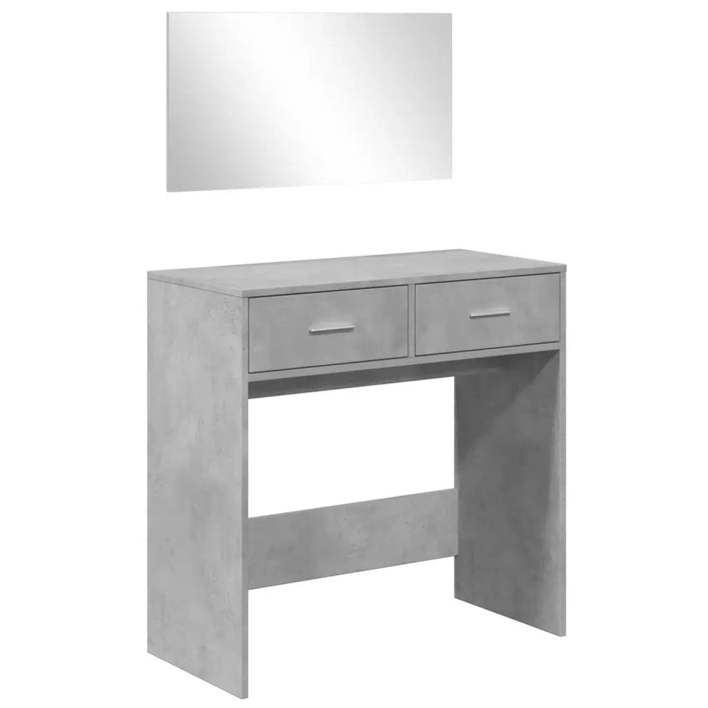 Toeletta | Tavolo da Trucco con Specchio Grigio Cemento 80x39x80 cm