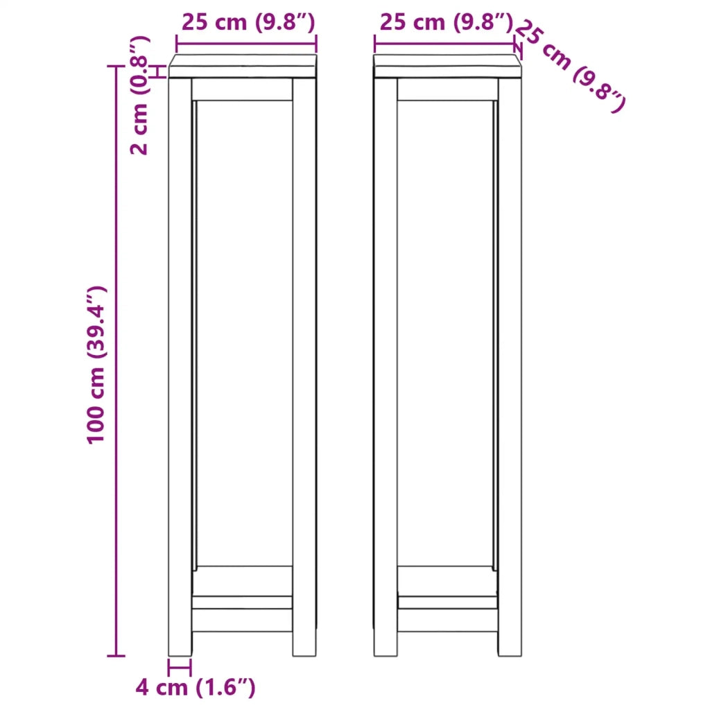Supporto per piante 2 pz Naturale 25 x 25 x 100 cm 42026906