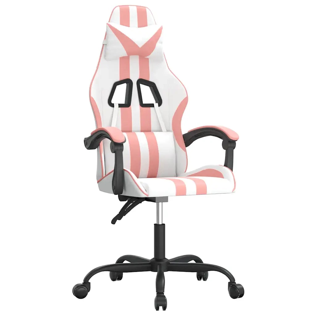 Sedia da Gaming Girevole Bianco e Rosa in Similpelle 349528