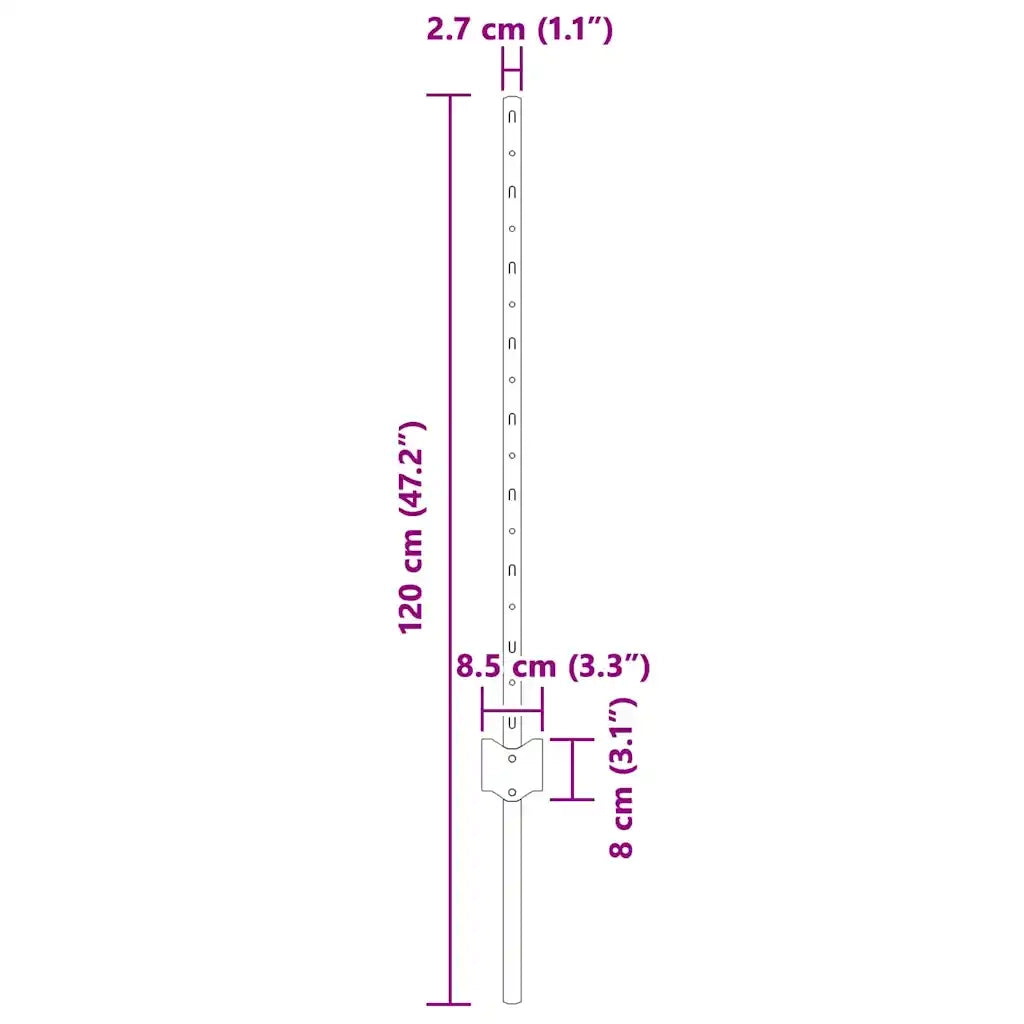 Palo della recinzione 11 pcs Grigio 80 cm Acciaio 42006279