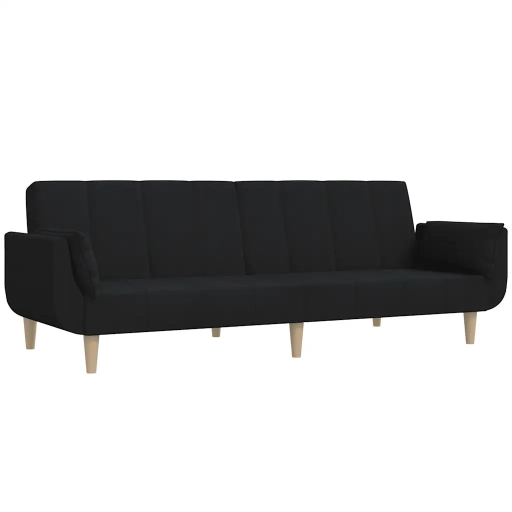 Divano letto | Sof¨¤ letto | Letto singolo a 2 Posti con 2 Cuscini Nero in Tessuto