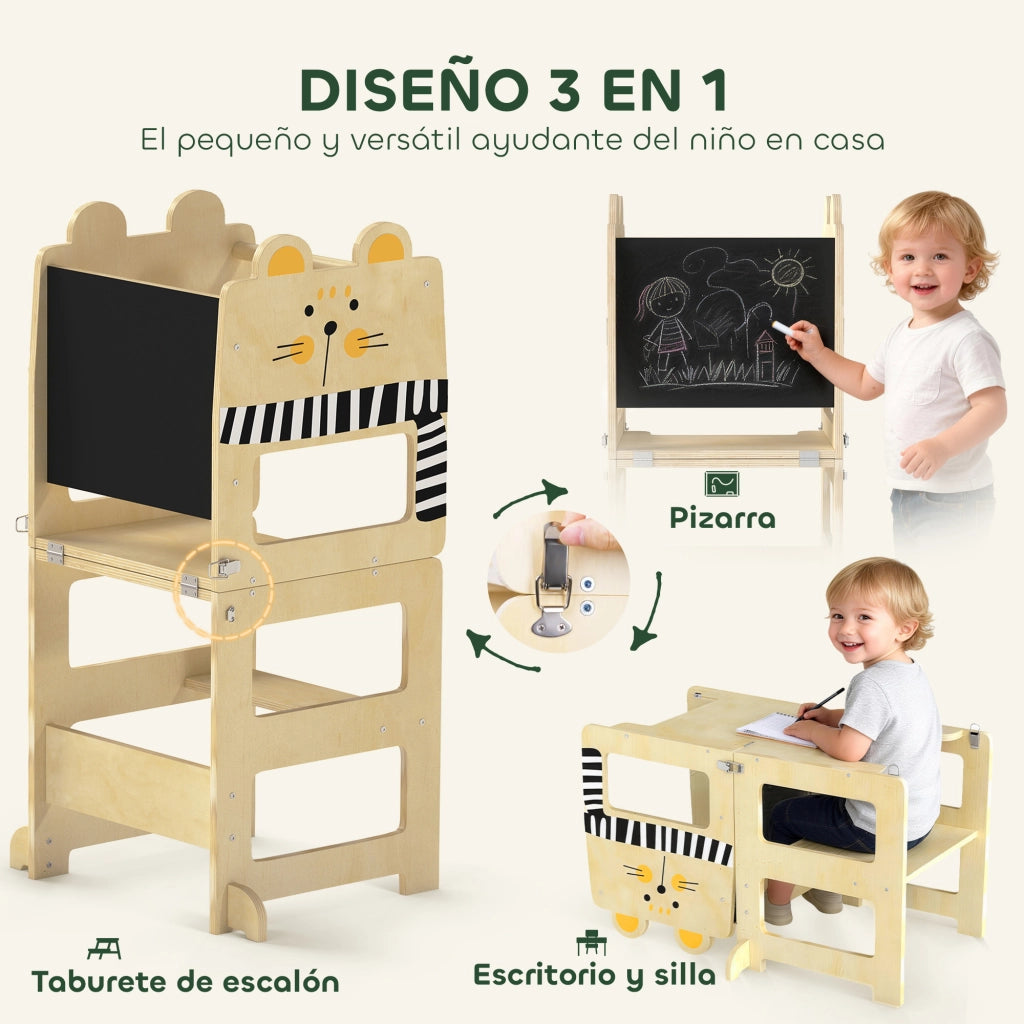 Scrivania per bambini con sedia e lavagna ¨C Minimal ¨C Legno naturale