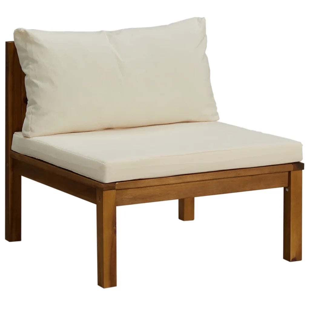 Set Divani da Giardino 6 pz con Cuscini Crema in Legno Acacia 3086935