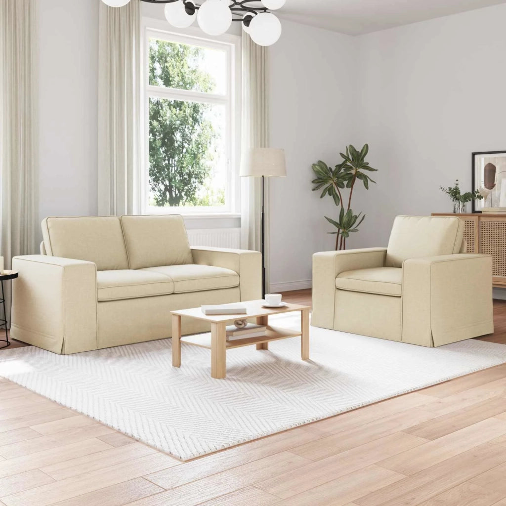 Set di divani 2 pcs Crema 162 x 80 x 82 cm Tessuto 3407505