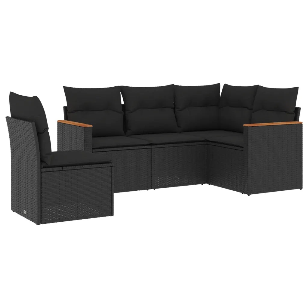 Set Divani da Giardino 5 pz con Cuscini in Polyrattan Nero 3258373