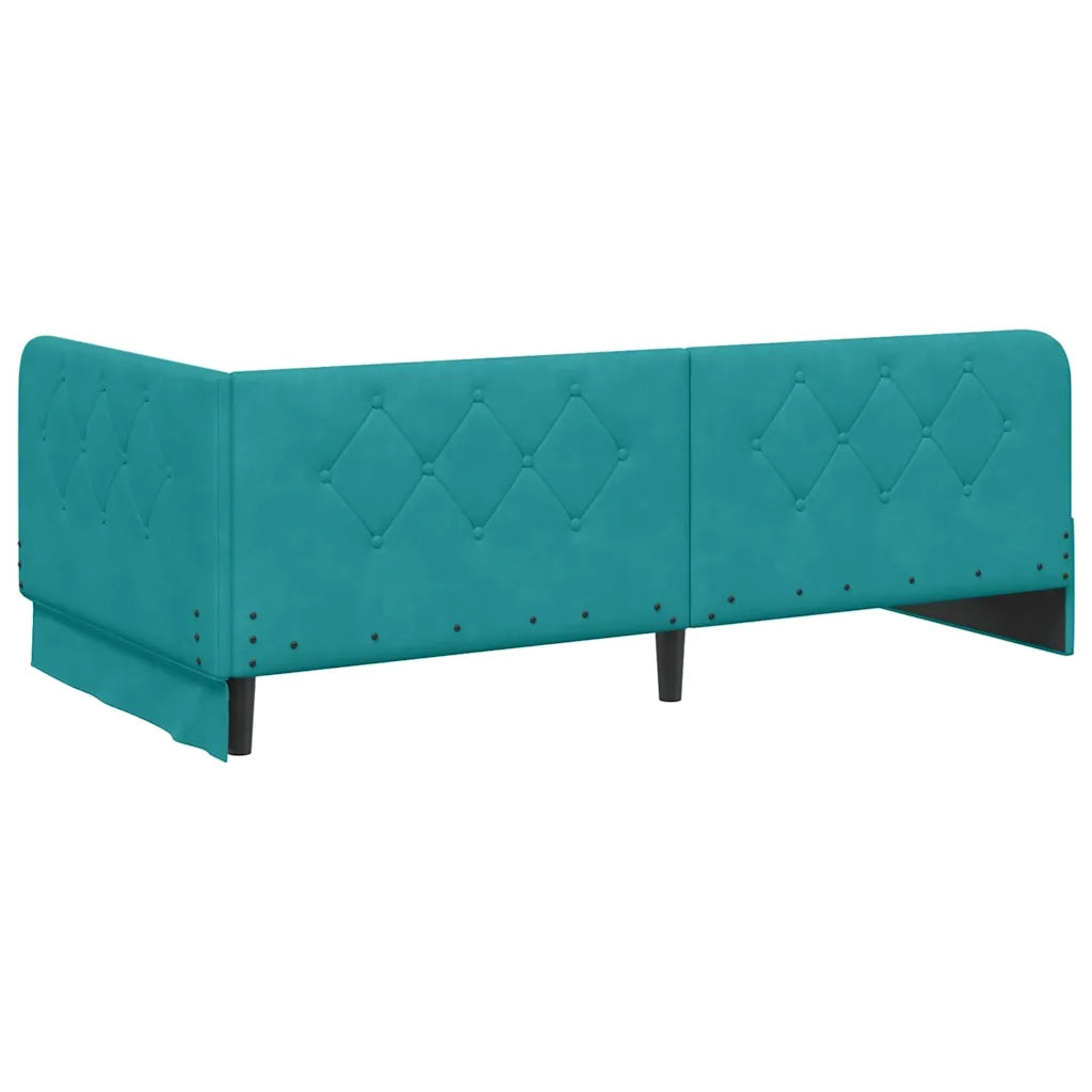 Cornice del letto ad angolo Turchese 100 x 200 cm Velluto