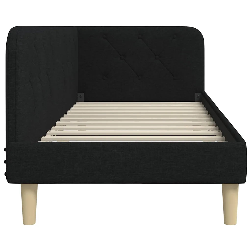 Cornice del letto ad angolo Nero 80 x 200 cm Tessuto