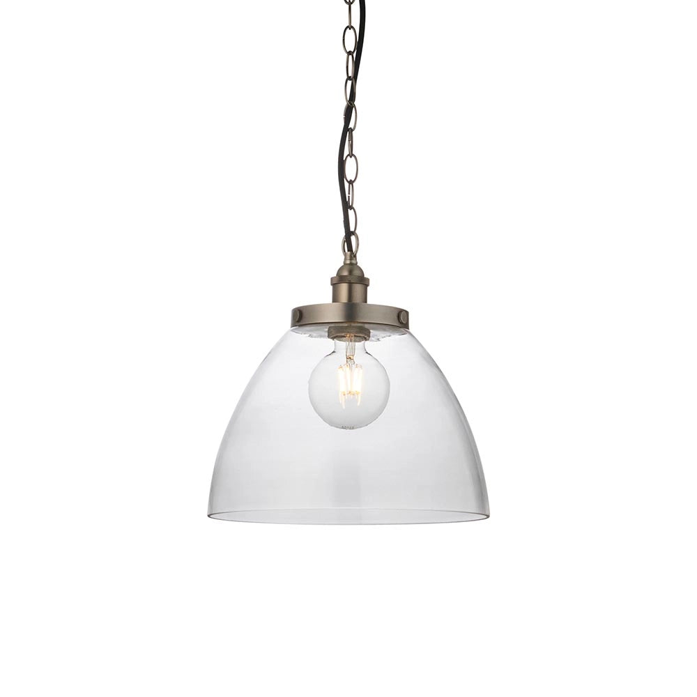Lampada a sospensione industriale argento vetro E27 Endon