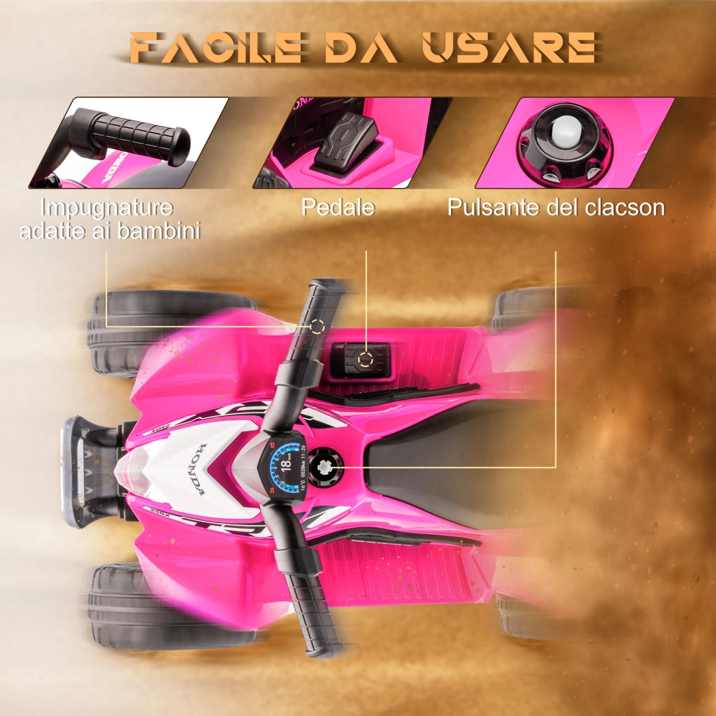 Quad Elettrico per Bambini con Luci LED ¨C Minimal ¨C Rosa 65.5x38.5x43.5 cm