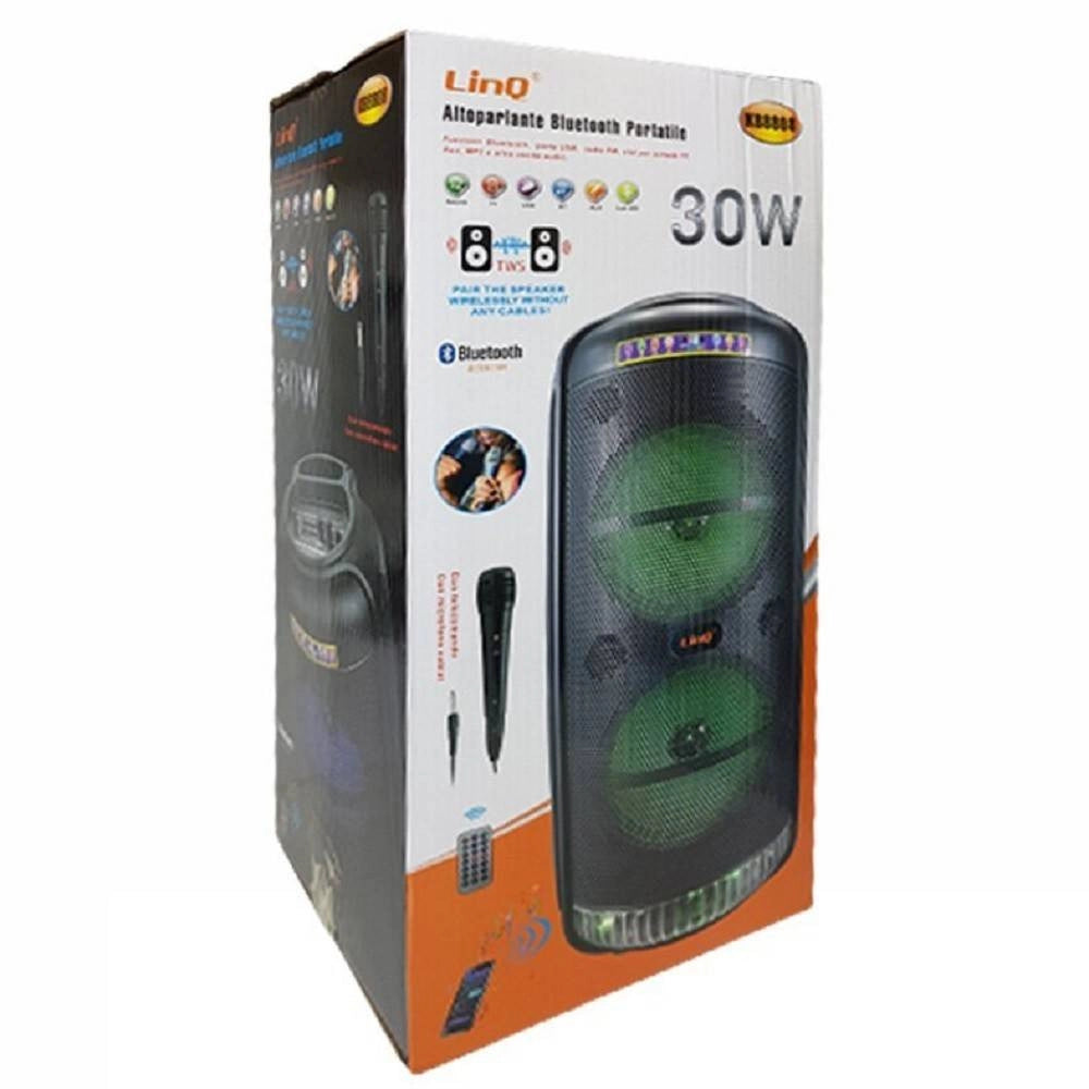 Trade Shop - Altoparlante Speaker Cassa Bluetooth Portatile Kb8808 30w Microfono Telecomando -