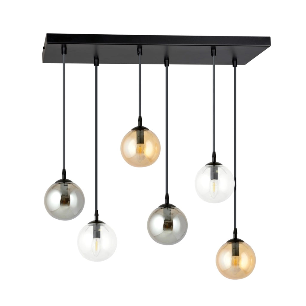 Lampadario Emibig Cosmo 6 luci E14 nero multicolor