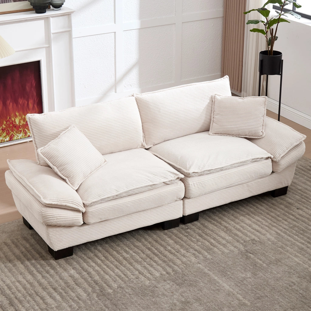 Divano Letto Matrimoniale ¨C MINIMAL ¨C Beige, Tessuto Morbido