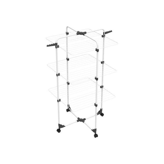 Vileda 174122 Modular 3 Stendibiancheria a Torre 30m 3 Livelli 6 Griglie Snodo Modulabile Ruote Piroettanti colore Bianco