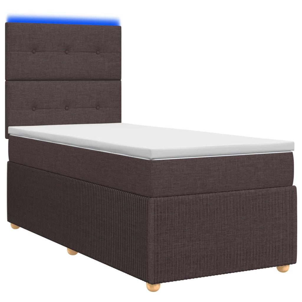 Letto Box Spring LED con Materasso Marrone Scuro 80 x 200 cm 3455730