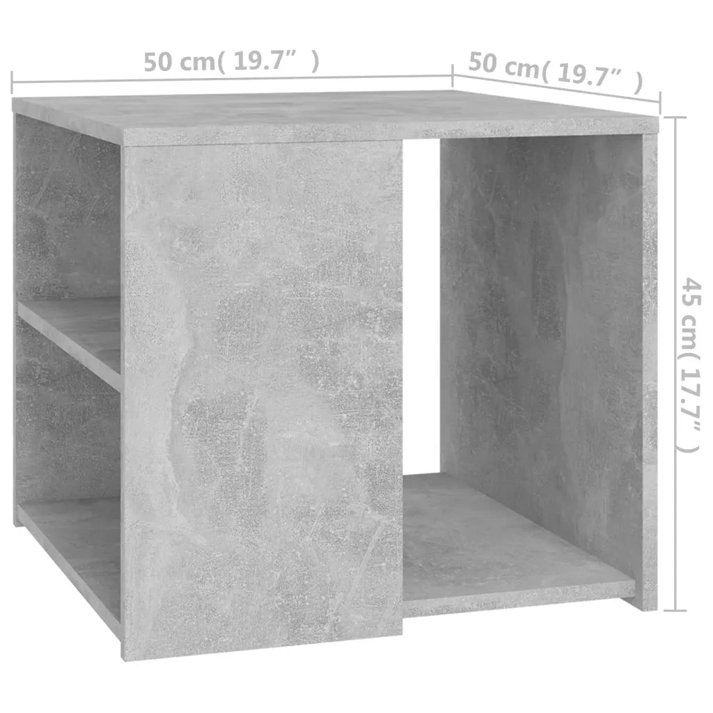 Tavolino | Tavolo laterale Grigio Cemento 50x50x45 cm in Legno Multistrato