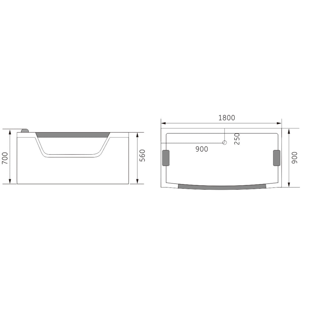 Vasca idromassaggio bianca 180 X 90 cm Cromoterapia 14 getti – Privilege