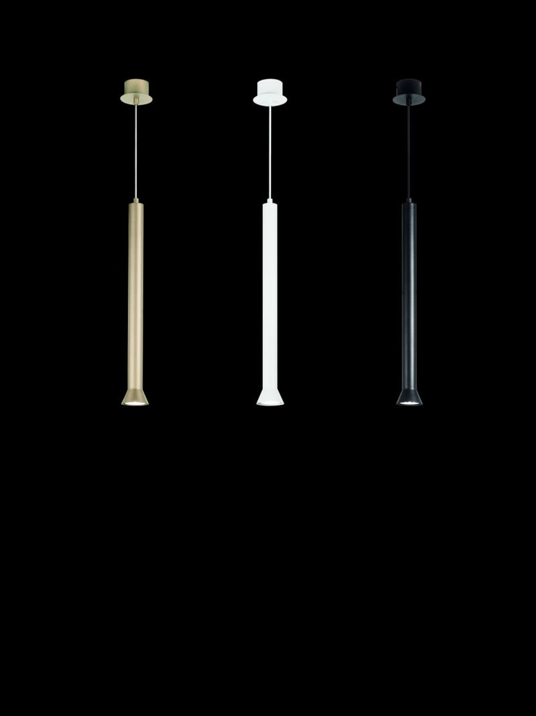 SOSPENSIONE LILA GRANDE NERO 1 LUCE ATTACCO GU10 D.6,6CM H.48CM