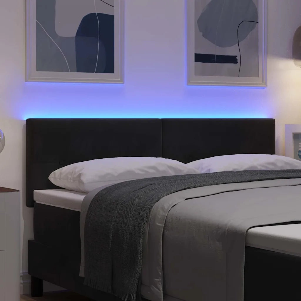 Testiera LED con strisce LED Nero 144 cm Velluto 3338131