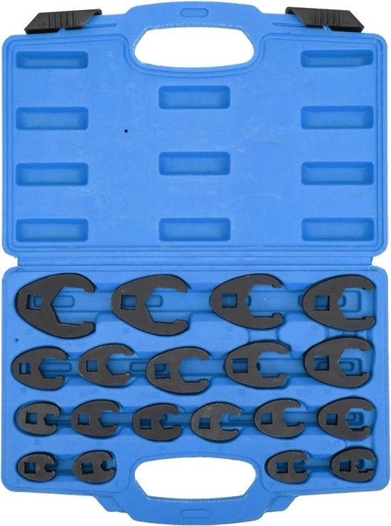 Set di chiavi ingranaggi metriche - 19 pezzi - Acciaio Cr-Mo - Cassa strumenti - Manicotto - Reparazione auto - Nessuna - Nero