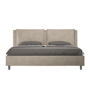 BS COM Letto matrimoniale king size contenitore imbottito 170x190 microfibra sabbia