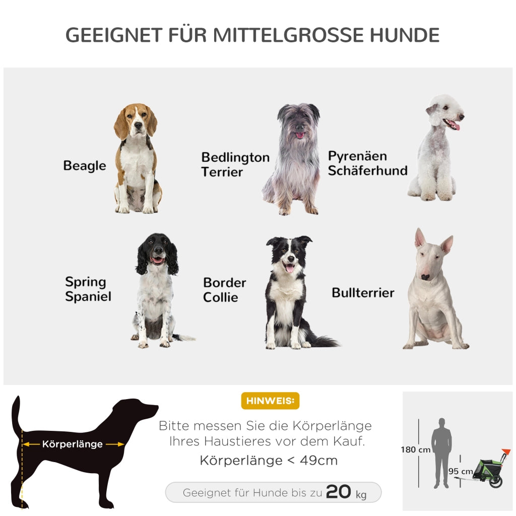 Carrello per Cani 2 in 1 ¨C Minimal ¨C Verde 150x68x95 cm