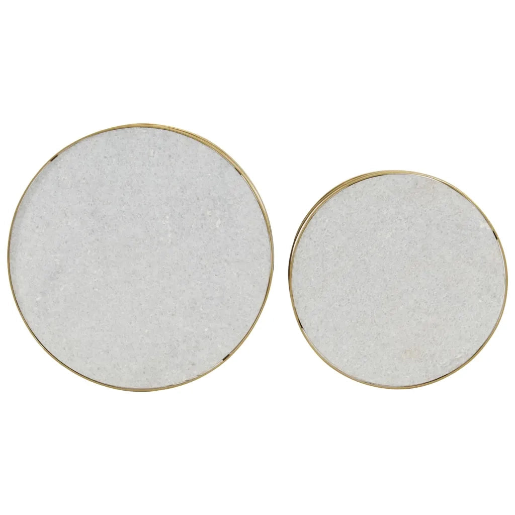 Set Tavolini da Salotto 2 pz Marmo Ottone e Bianco 285911
