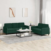 Set di Divani 2 pz Verde Scuro in Velluto