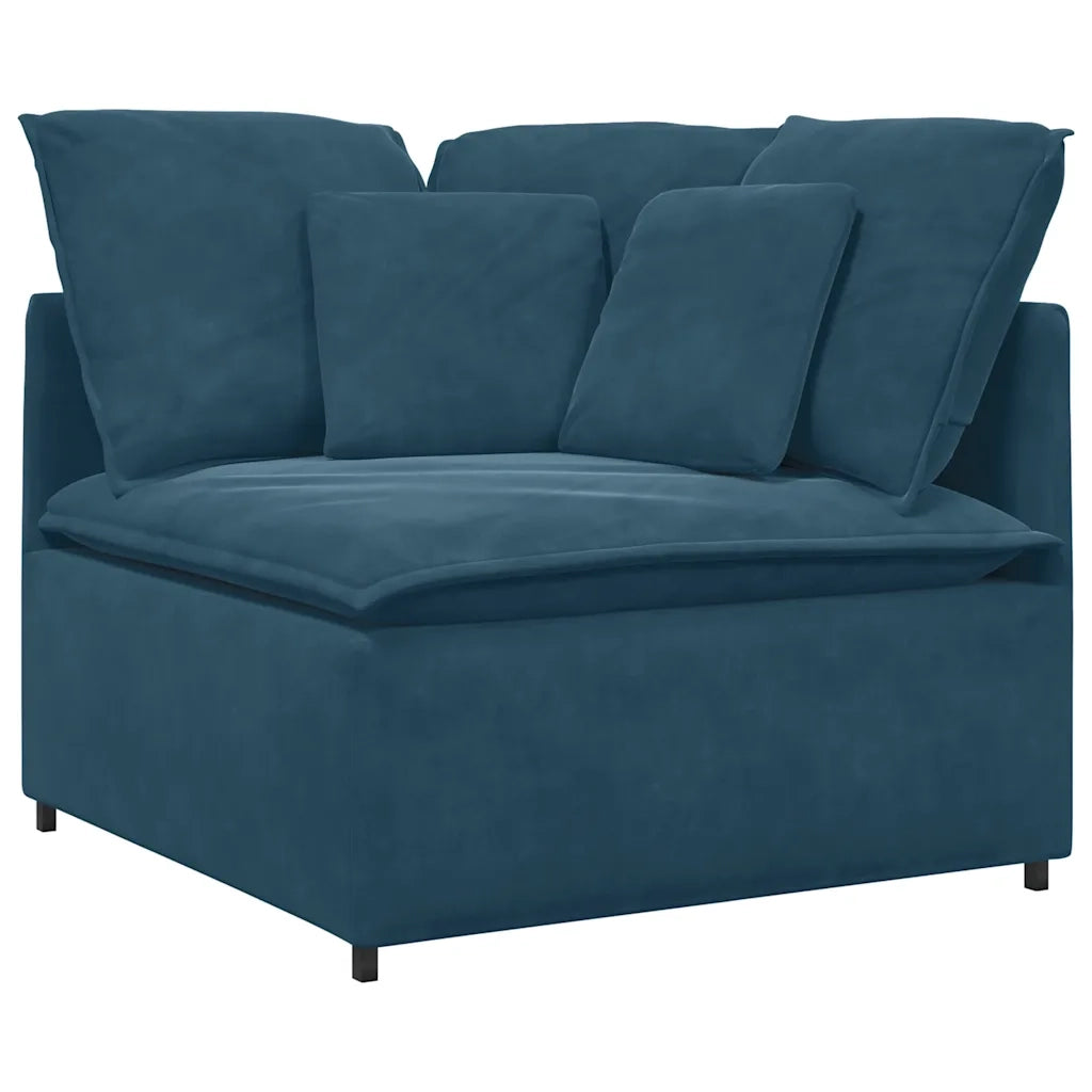 Divano Modulare con Cuscini in Velluto Blu 3321336