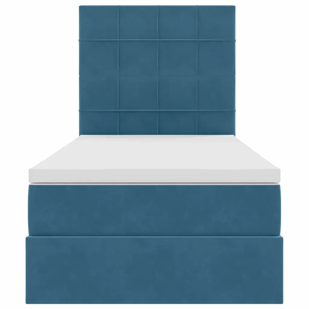 Letto con contenitore e LED Blu Scuro 90 x 190 cm Velluto 3372637
