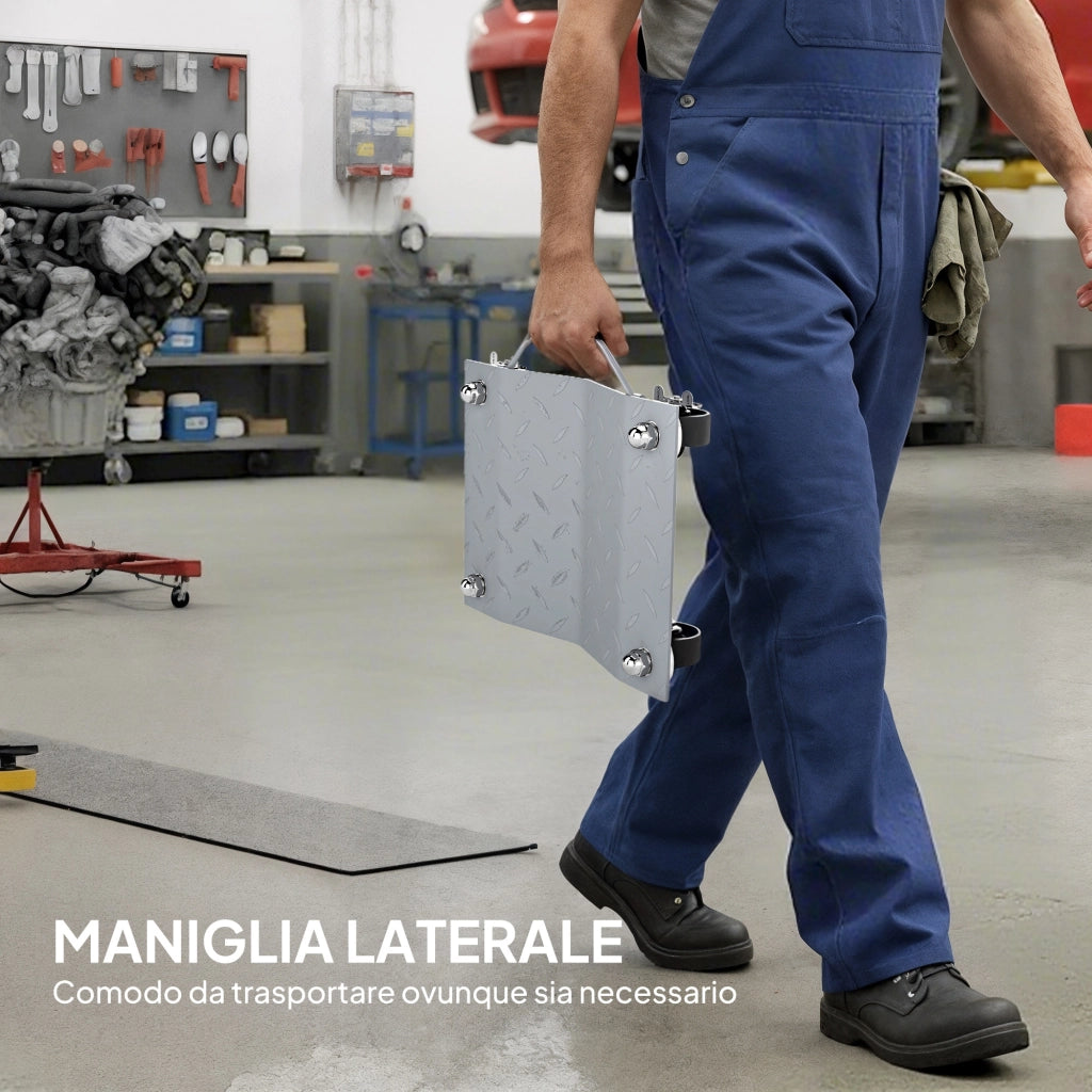 Carrello Sposta Auto 2 Pezzi ¨C Minimal ¨C Argento Metallo Antiscivolo