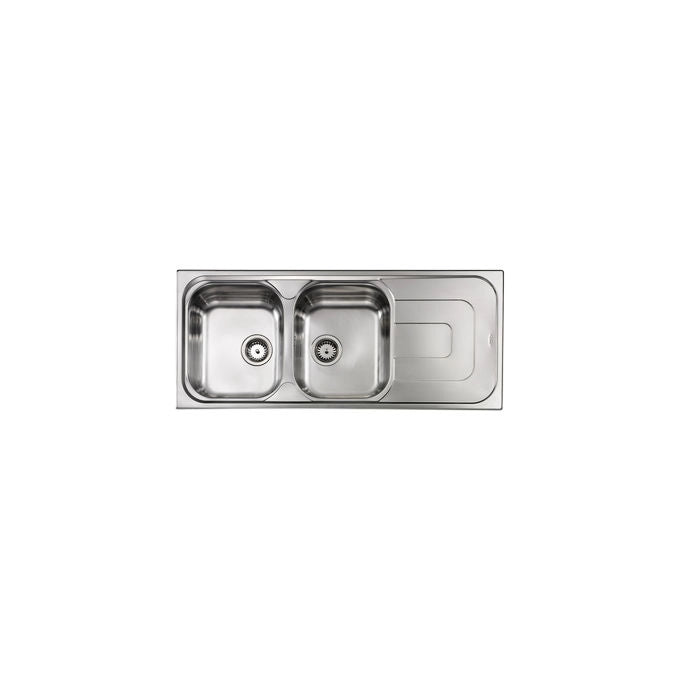 CM 011397.D1.01.2016 Pizzica Lavello da Incasso 2 Vasche con Gocciolatoio a Sinistra Acciaio Inox Antigraffio (116x50x17 cm) colore Inox