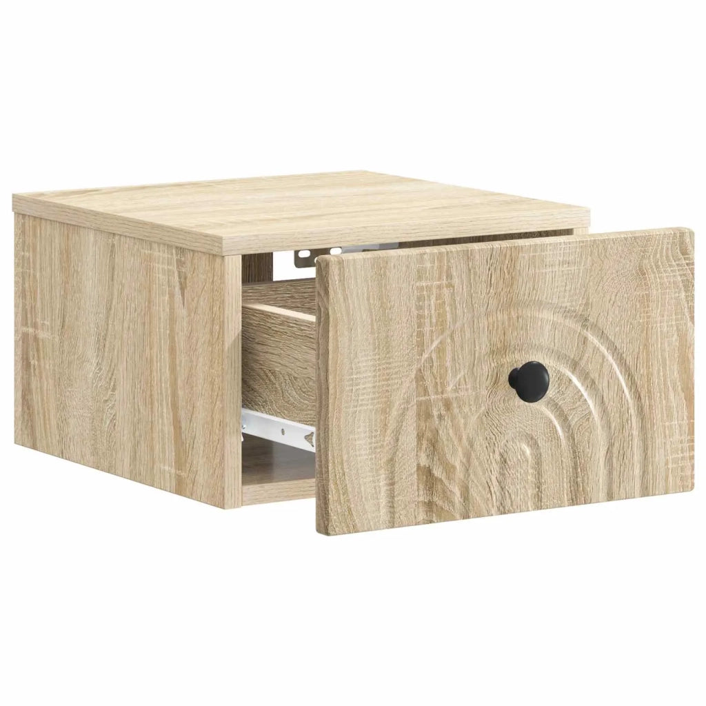 Set di 2 Comodini | Armadio da Notte | Mobiletto da notte a muro Rovere Sonoma 33 x 34,5 x 20 cm