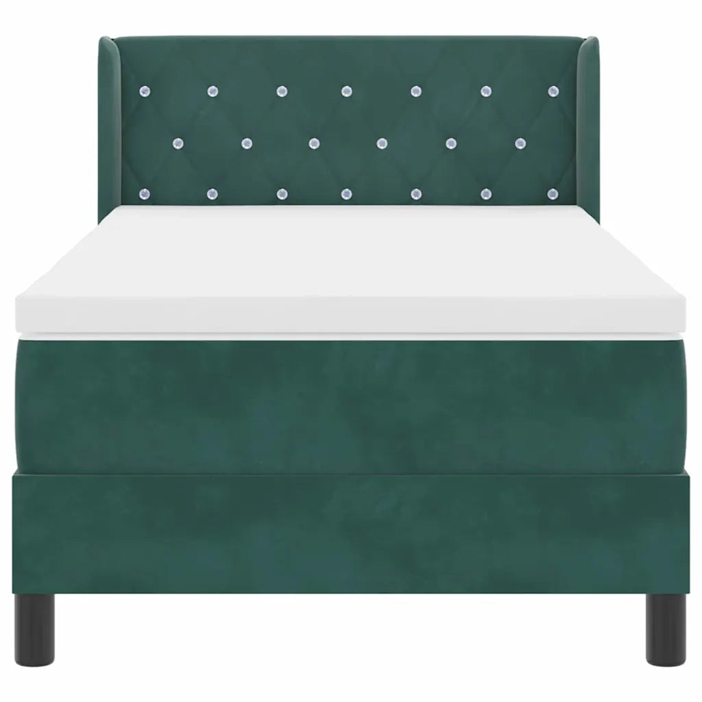 Letto a molle con testiera Verde Scuro 190 x 90 cm Velluto 3341393