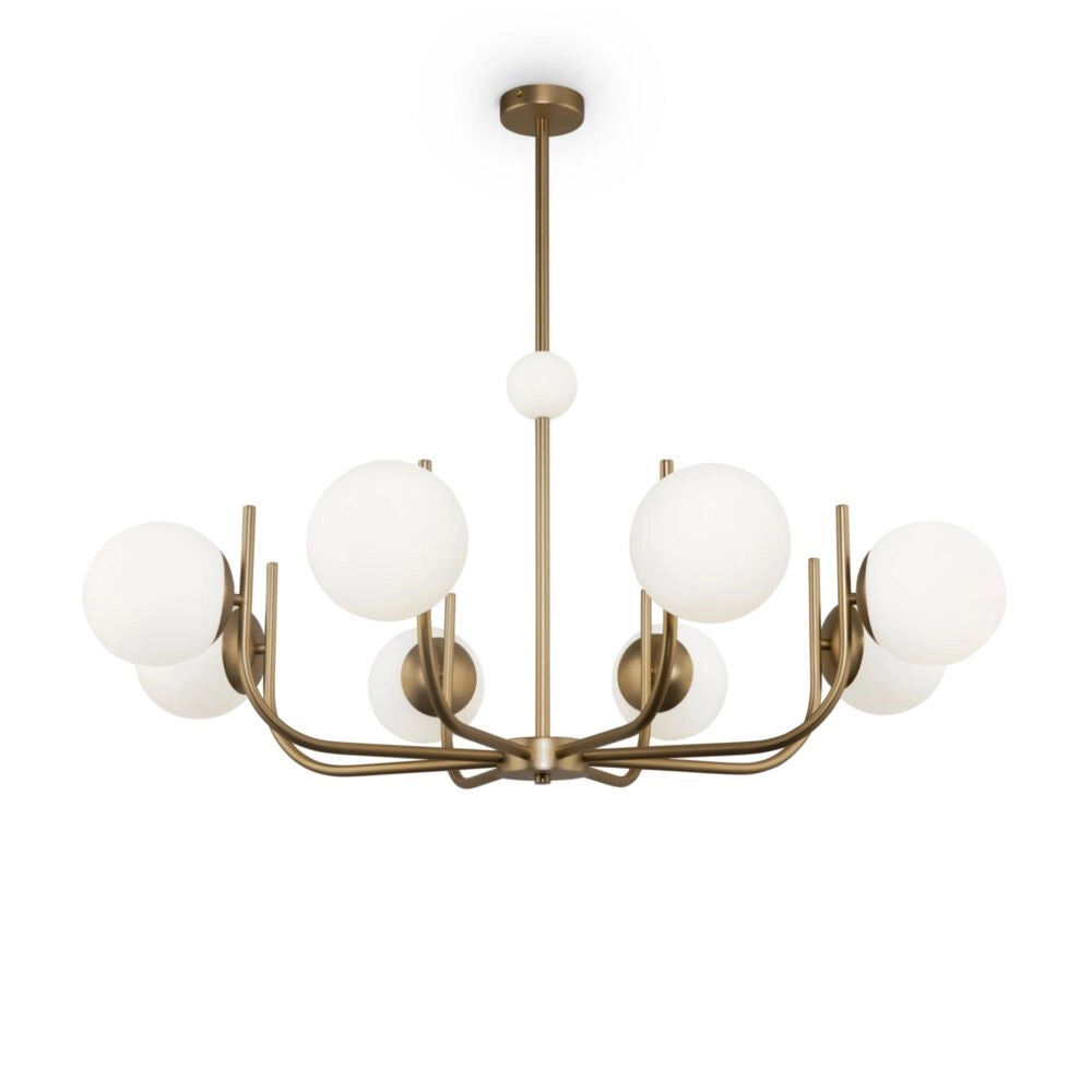 Lampadario ottone e sfere bianche 8 luci Maytoni Rendez-vous