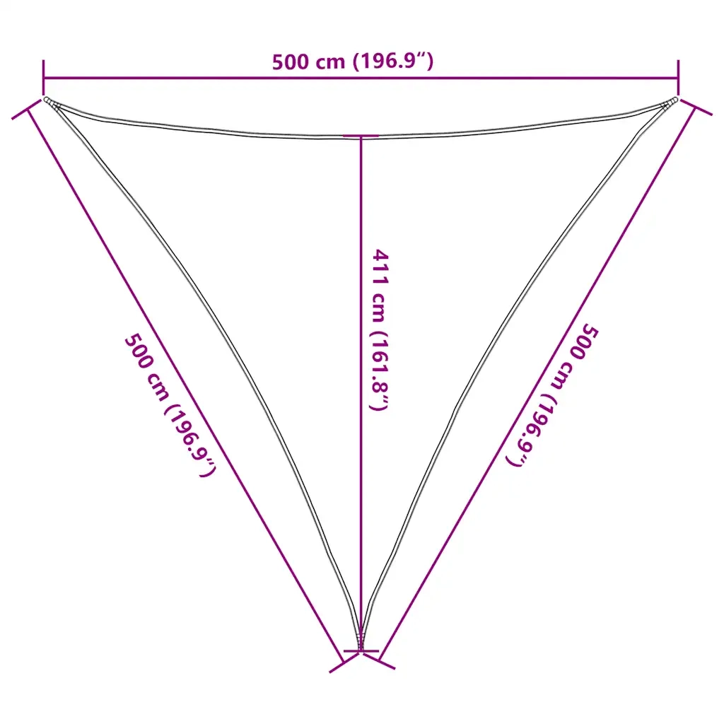 Vela Parasole 160 g/m² Triangolare Giallo 5x5x5 m in HDPE 311592