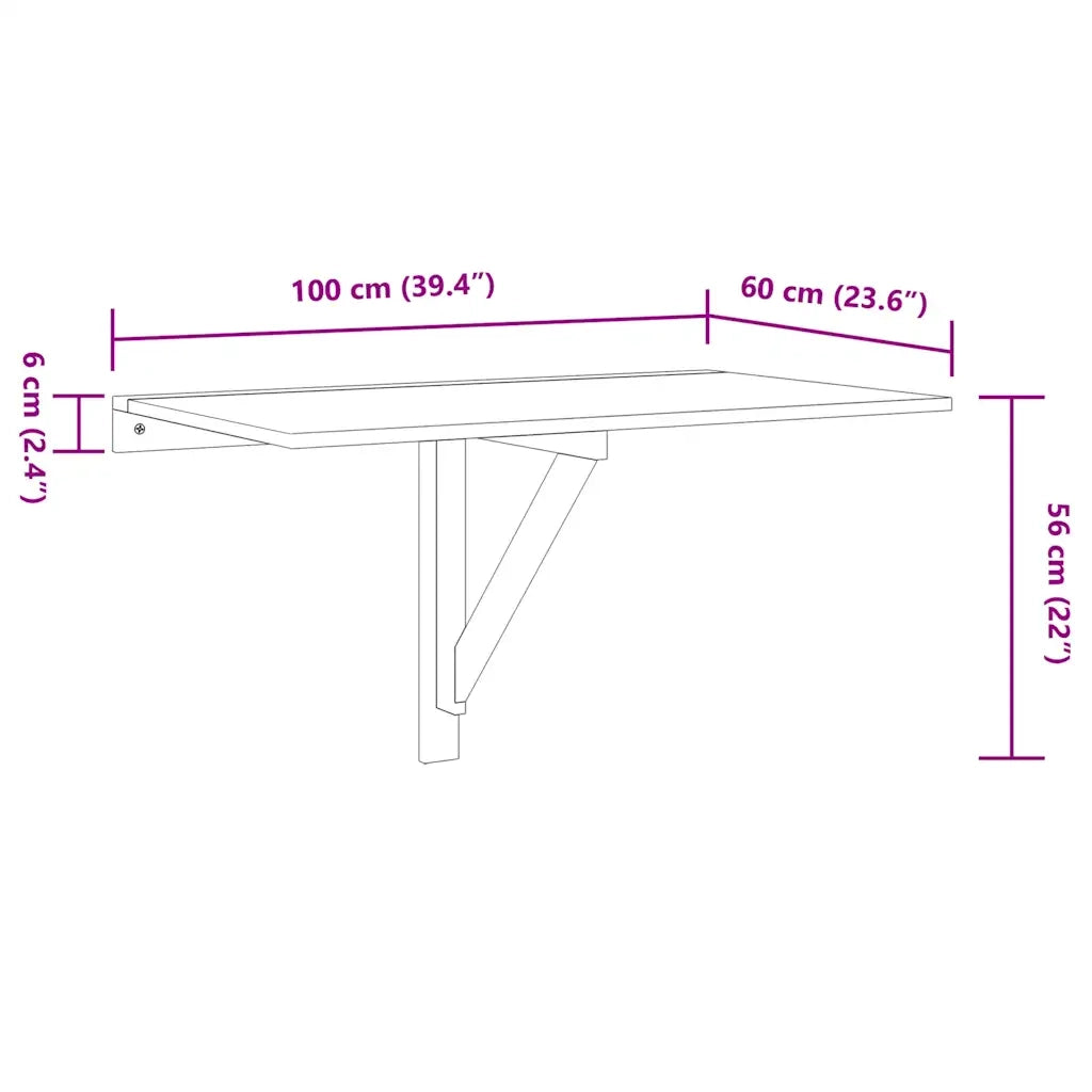 Tavolo Pieghevole da Parete Bianco 100x60 cm CFW2485986