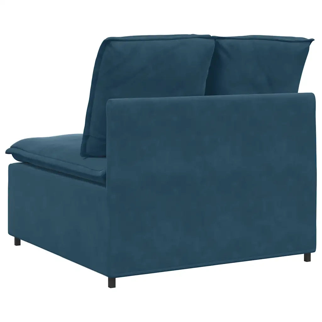 Modulo Centrale Divano Modulare con Cuscini Blu 100 cm 203222