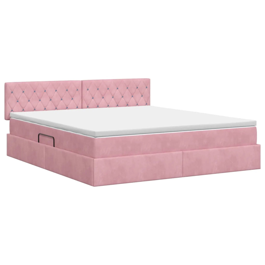 Letto con Contenitore con testiera Rosa 140 x 200 cm Velluto 3458756