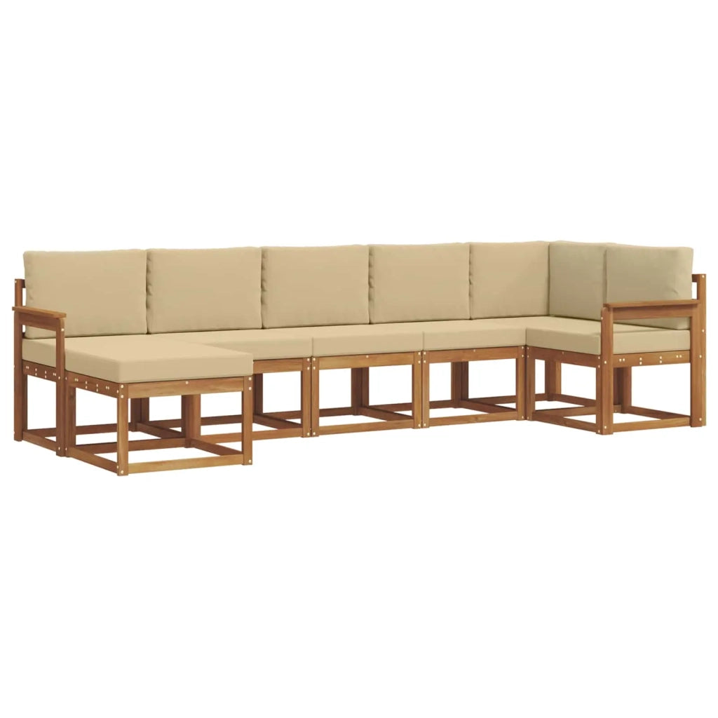 Set di divani da esterno con cuscino 7 pcs Naturale e Beige 3366701
