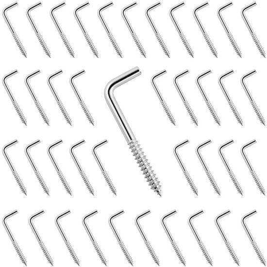 Haken L-vormig in acciaio di carbonio - 40 pezzi - viti a croce - duraturo - installazione semplice - 50 mm × 17 mm