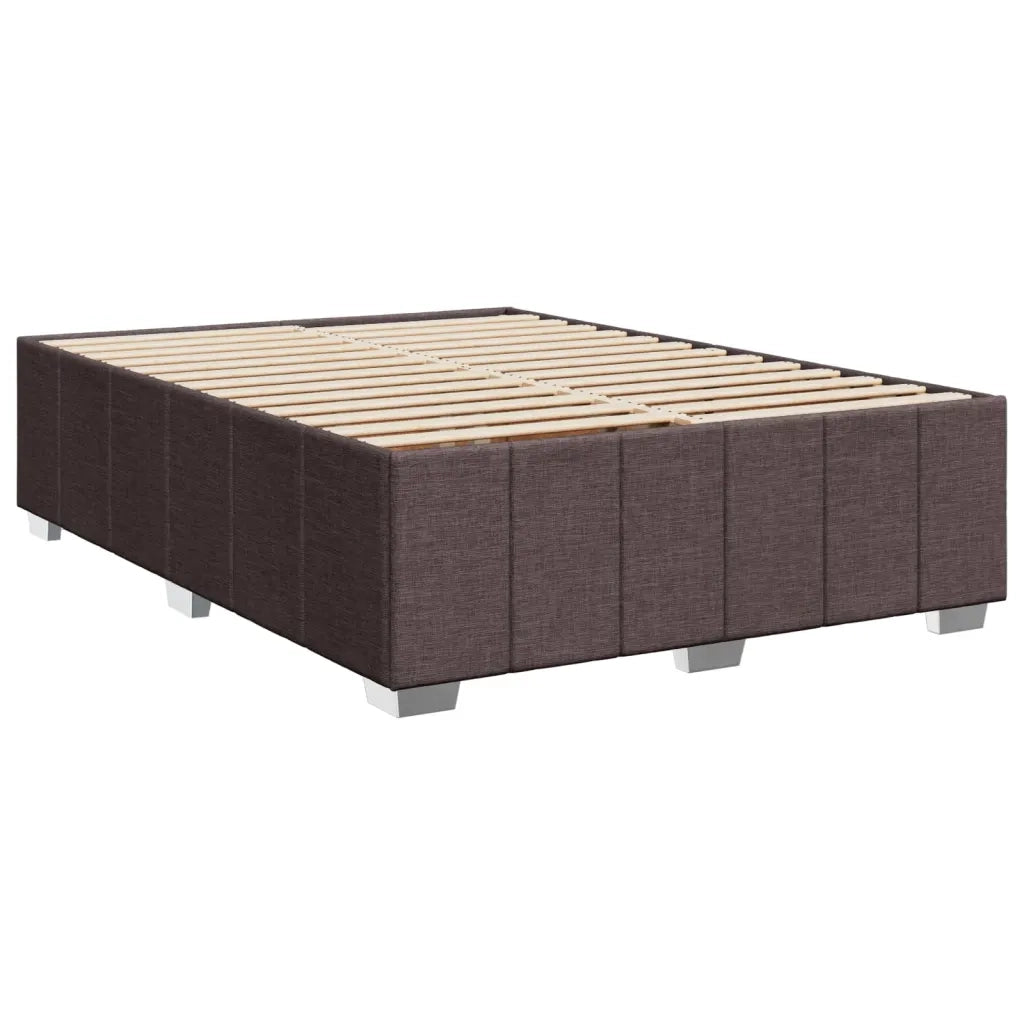 Giroletto a Molle con Materasso Marrone Scuro 140x200cm Tessuto