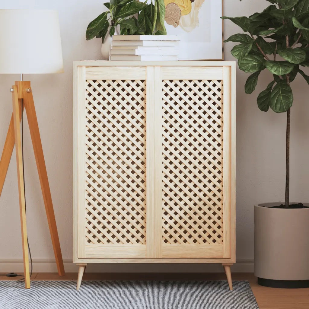 Ante con Design a Reticolo 2 pz 39,5x99 cm in Legno di Pinocod mxl 107861