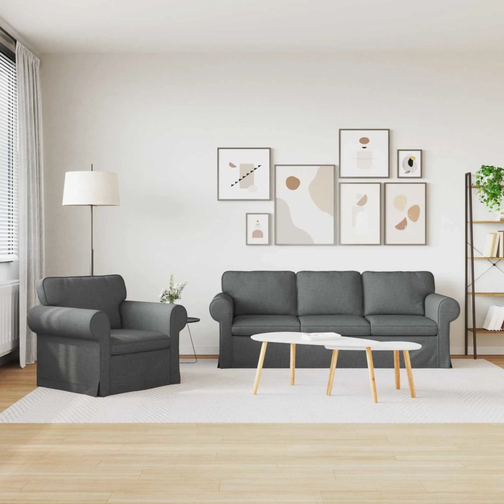 Set di divani 2 pcs Grigio scuro 215 x 82 x 80 cm Tessuto 3407575