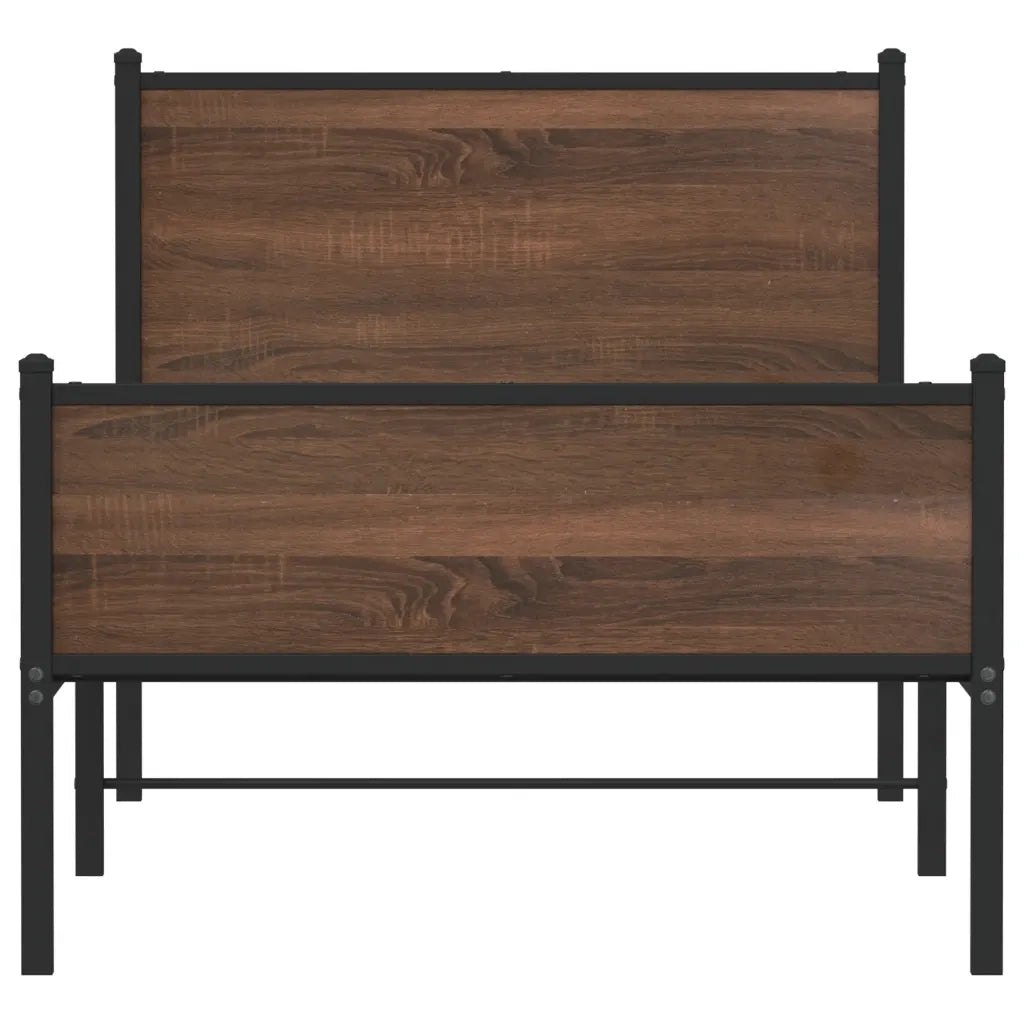 Letto singolo | Letto per adulti | Giroletto senza Materasso in Metallo Rovere Marrone 80x200 cm
