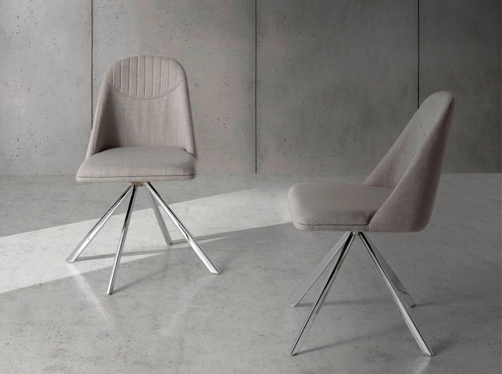 Sedia girevole in tessuto grigio