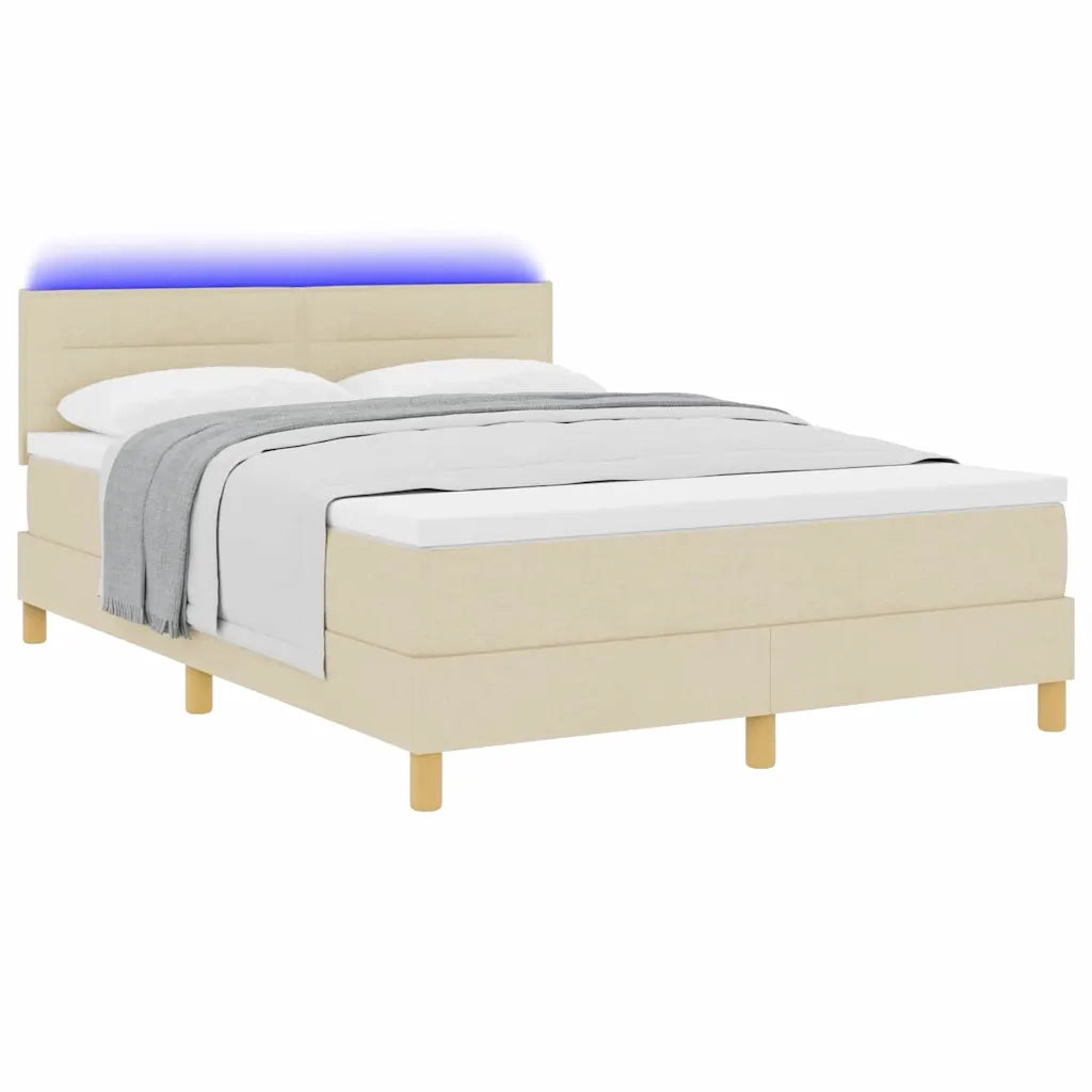 Letto a Sorgente LED con strisce LED Crema 140 x 190 cm Tessuto 3342364