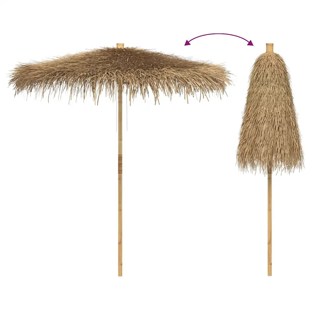 Ombrello Tiki con Baldacchino a Foglia di Banana-Ombrellone da spiaggia 240 cm Bamb¨´