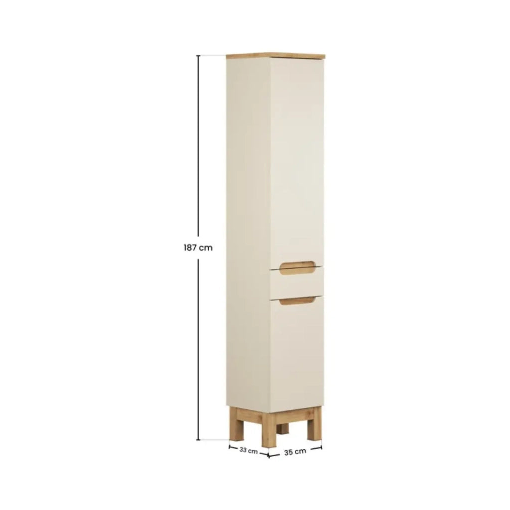 Colonna da bagno ERMANO - 2 porte e 1 cassetto - colori cachemire e quercia