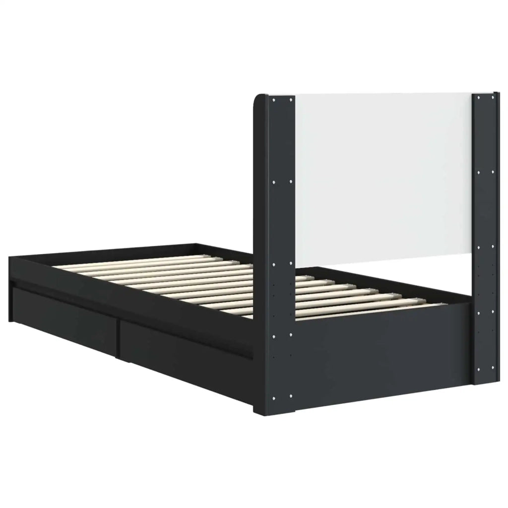 Struttura del letto con stoccaggio e testata Nero 90 x 190 cm 3414062